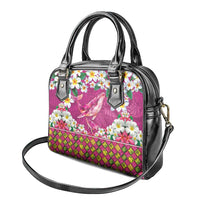 Hawaiian Plumeria and Humpback Whales Shoulder Handbag Polynerian Art Tattoo-Plum Pink Color