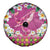 Hawaiian Plumeria and Humpback Whales Spare Tire Cover Polynerian Art Tattoo-Plum Pink Color