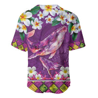 Hawaiian Plumeria and Humpback Whales Baseball Jersey Polynerian Art Tattoo-Mauve Color LT03 - Polynesian Pride