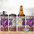 Hawaiian Plumeria and Humpback Whales 4 in 1 Can Cooler Tumbler Polynerian Art Tattoo-Mauve Color