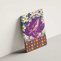 Hawaiian Plumeria and Humpback Whales Canvas Wall Art Polynerian Art Tattoo-Mauve Color