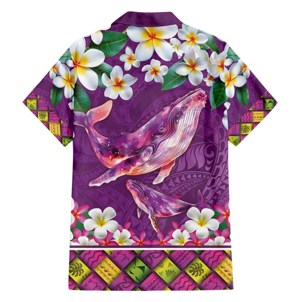 Hawaiian Plumeria and Humpback Whales Family Matching Long Sleeve Bodycon Dress and Hawaiian Shirt Polynerian Art Tattoo-Mauve Color