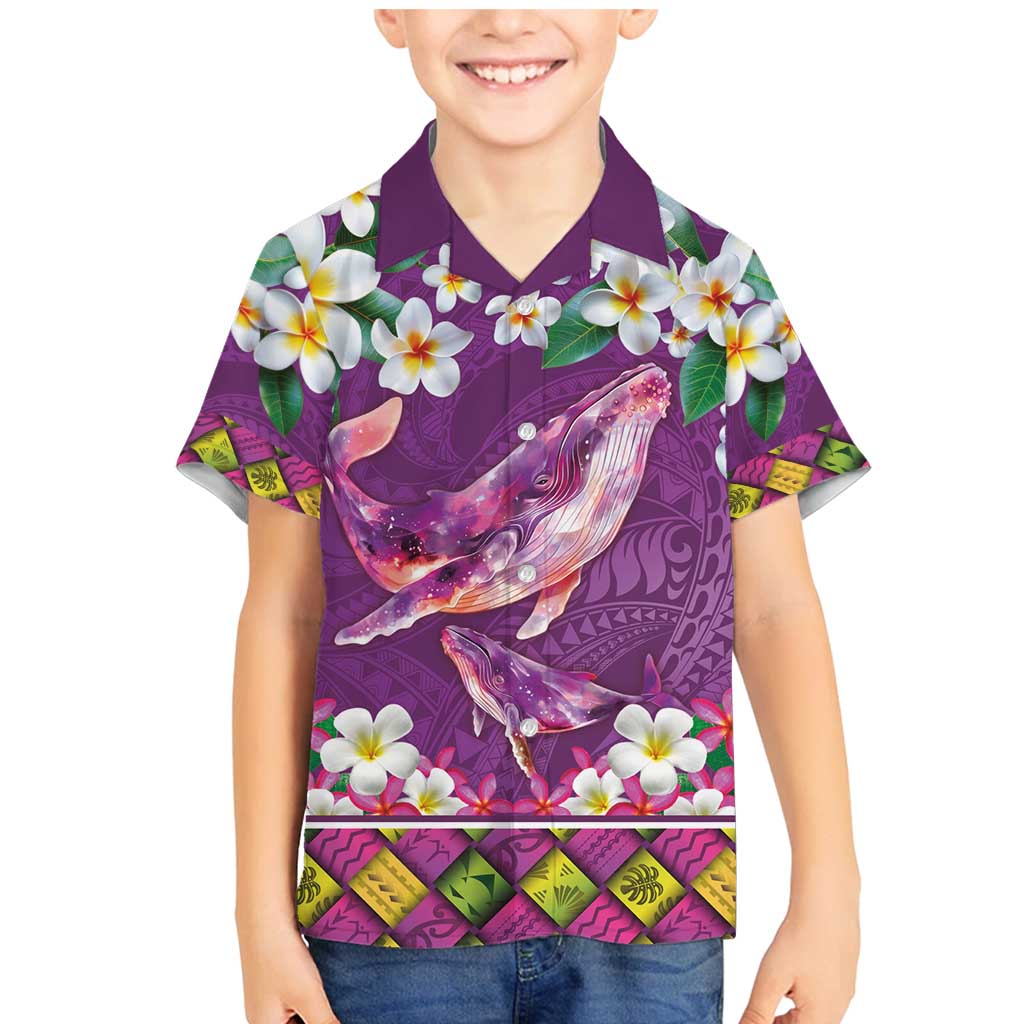 Hawaiian Plumeria and Humpback Whales Family Matching Mermaid Dress and Hawaiian Shirt Polynerian Art Tattoo-Mauve Color