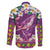 Hawaiian Plumeria and Humpback Whales Family Matching Off The Shoulder Long Sleeve Dress and Hawaiian Shirt Polynerian Art Tattoo-Mauve Color