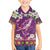 Hawaiian Plumeria and Humpback Whales Family Matching Off The Shoulder Long Sleeve Dress and Hawaiian Shirt Polynerian Art Tattoo-Mauve Color