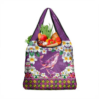 Hawaiian Plumeria and Humpback Whales Grocery Bag Polynerian Art Tattoo-Mauve Color LT03 1-pack One Size Purple - Polynesian Pride