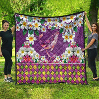 Hawaiian Plumeria and Humpback Whales Quilt Polynerian Art Tattoo-Mauve Color