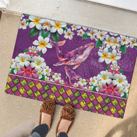 Hawaiian Plumeria and Humpback Whales Rubber Doormat Polynerian Art Tattoo-Mauve Color LT03 - Polynesian Pride