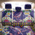 Hawaiian Plumeria and Humpback Whales Back Car Seat Cover Polynerian Art Tattoo-Navy Color