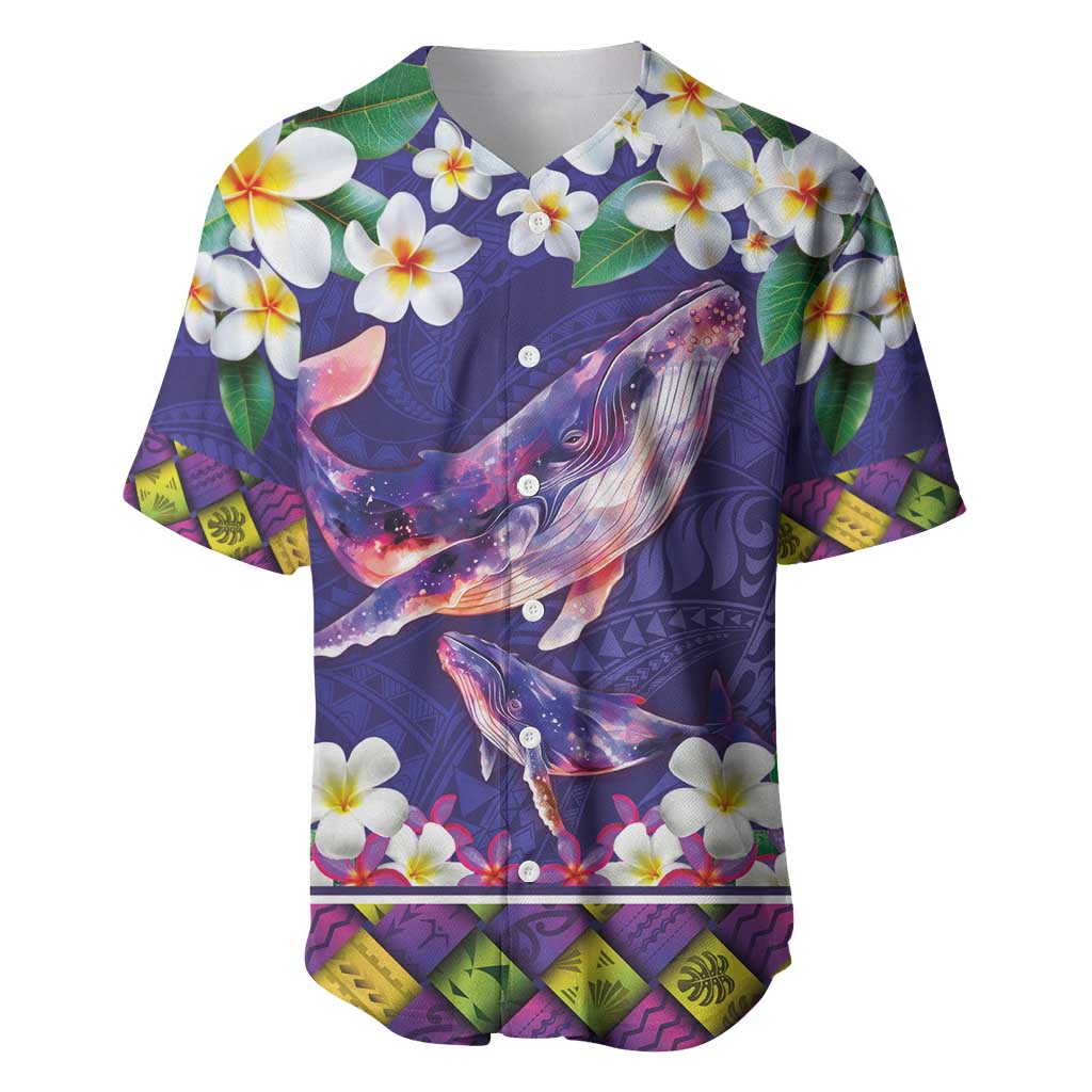 Hawaiian Plumeria and Humpback Whales Baseball Jersey Polynerian Art Tattoo-Navy Color LT03 Navy - Polynesian Pride