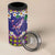 Hawaiian Plumeria and Humpback Whales 4 in 1 Can Cooler Tumbler Polynerian Art Tattoo-Navy Color