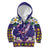 Hawaiian Plumeria and Humpback Whales Kid Hoodie Polynerian Art Tattoo-Navy Color