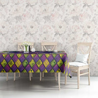 Hawaiian Plumeria and Humpback Whales Tablecloth Polynerian Art Tattoo-Navy Color