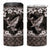 Hawaiian Plumeria and Humpback Whales 4 in 1 Can Cooler Tumbler Polynerian Art Tattoo-Grayscale Mode