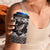 Hawaiian Plumeria and Humpback Whales 4 in 1 Can Cooler Tumbler Polynerian Art Tattoo-Grayscale Mode
