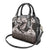 Hawaiian Plumeria and Humpback Whales Shoulder Handbag Polynerian Art Tattoo-Grayscale Mode