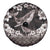 Hawaiian Plumeria and Humpback Whales Spare Tire Cover Polynerian Art Tattoo-Grayscale Mode