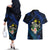 Hawaii Turtle Plumeria Flower Fanciful Couples Matching Off The Shoulder Long Sleeve Dress and Hawaiian Shirt