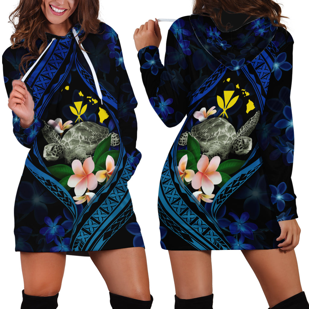 Hawaii Turtle Plumeria Flower Fanciful Hoodie Dress