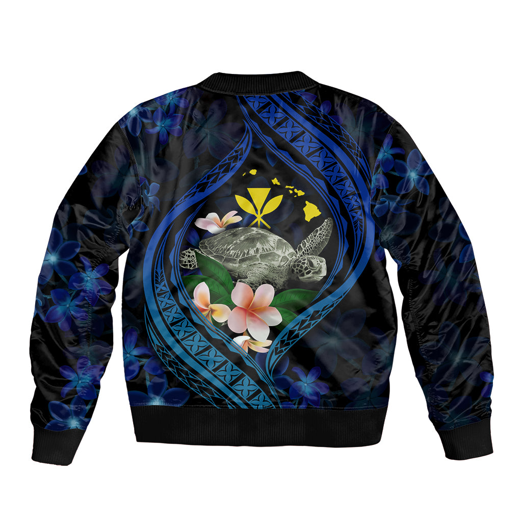Hawaii Turtle Plumeria Flower Fanciful Sleeve Zip Bomber Jacket