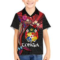 Tonga Emancipation Day Family Matching Long Sleeve Bodycon Dress and Hawaiian Shirt Ngatu Humpback Whale Polynesian Flower