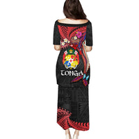 Tonga Emancipation Day Family Matching Puletasi and Hawaiian Shirt Ngatu Humpback Whale Polynesian Flower