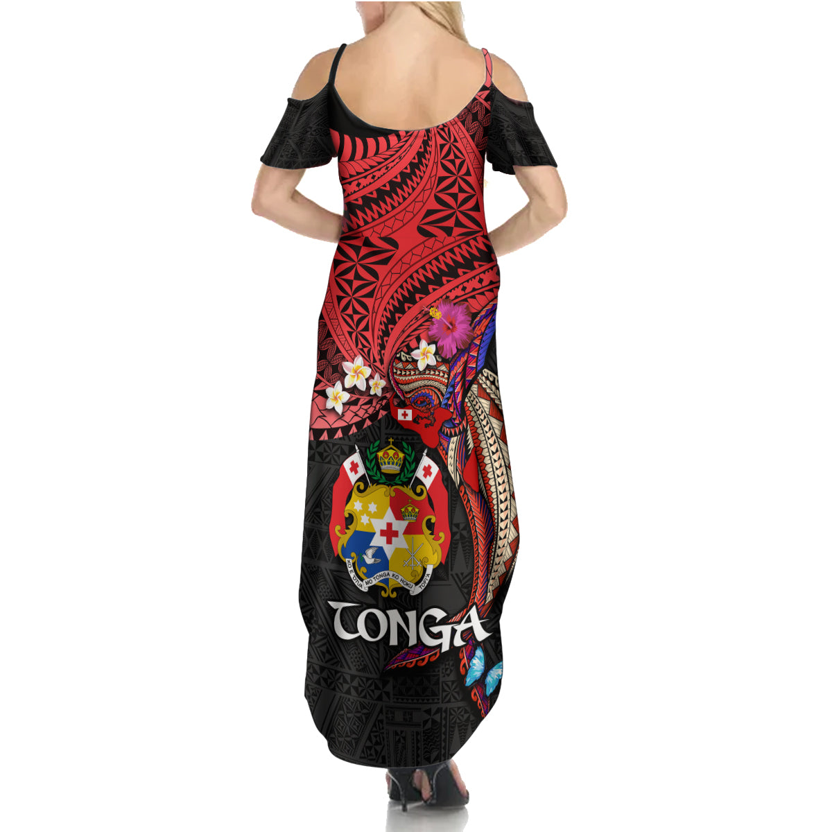 Tonga Emancipation Day Summer Maxi Dress Ngatu Humpback Whale Polynesian Flower