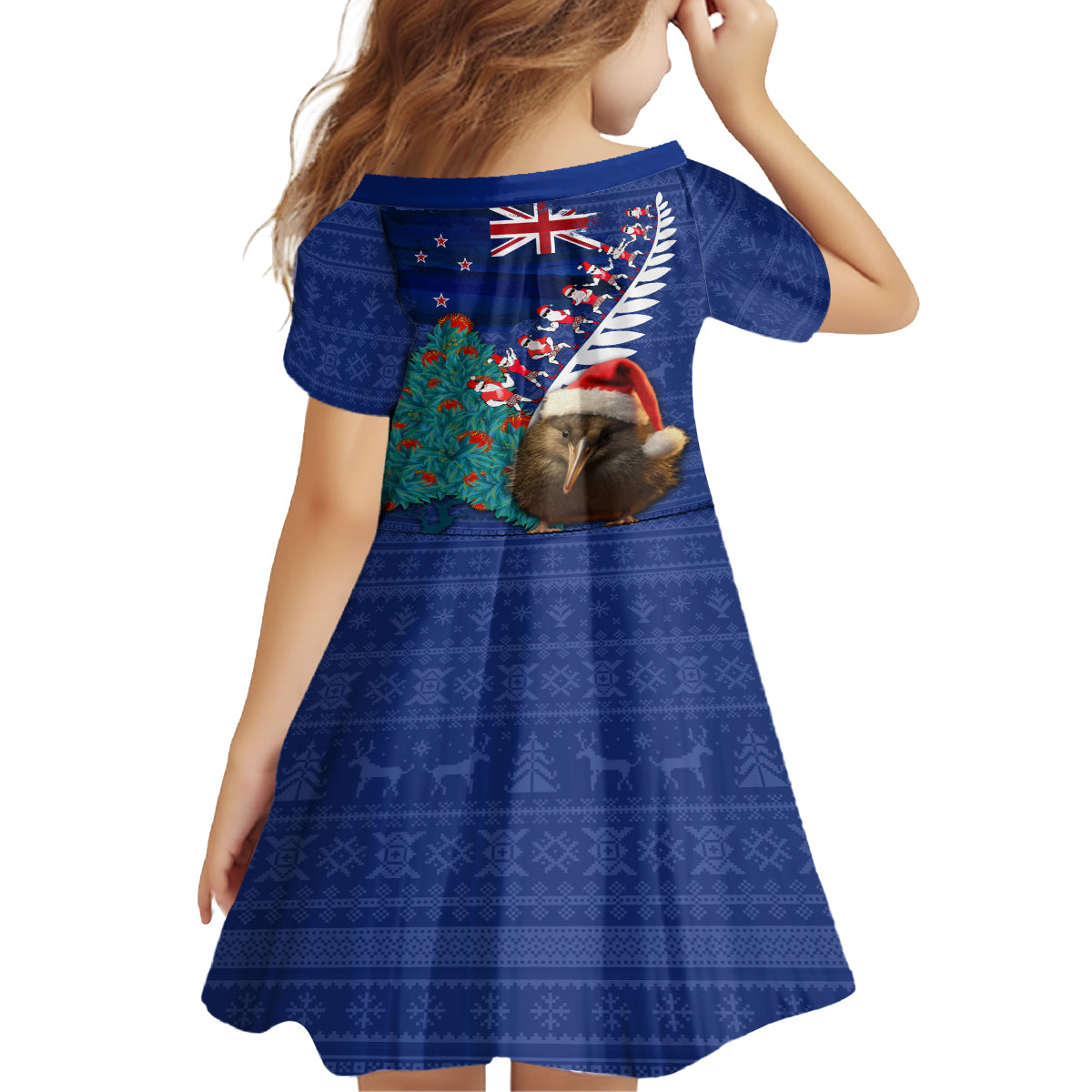 New Zealand Christmas Family Matching Off Shoulder Maxi Dress and Hawaiian Shirt Kiwi Bird Santa and Silver Fern Funny Haka Dance LT03 - Polynesian Pride