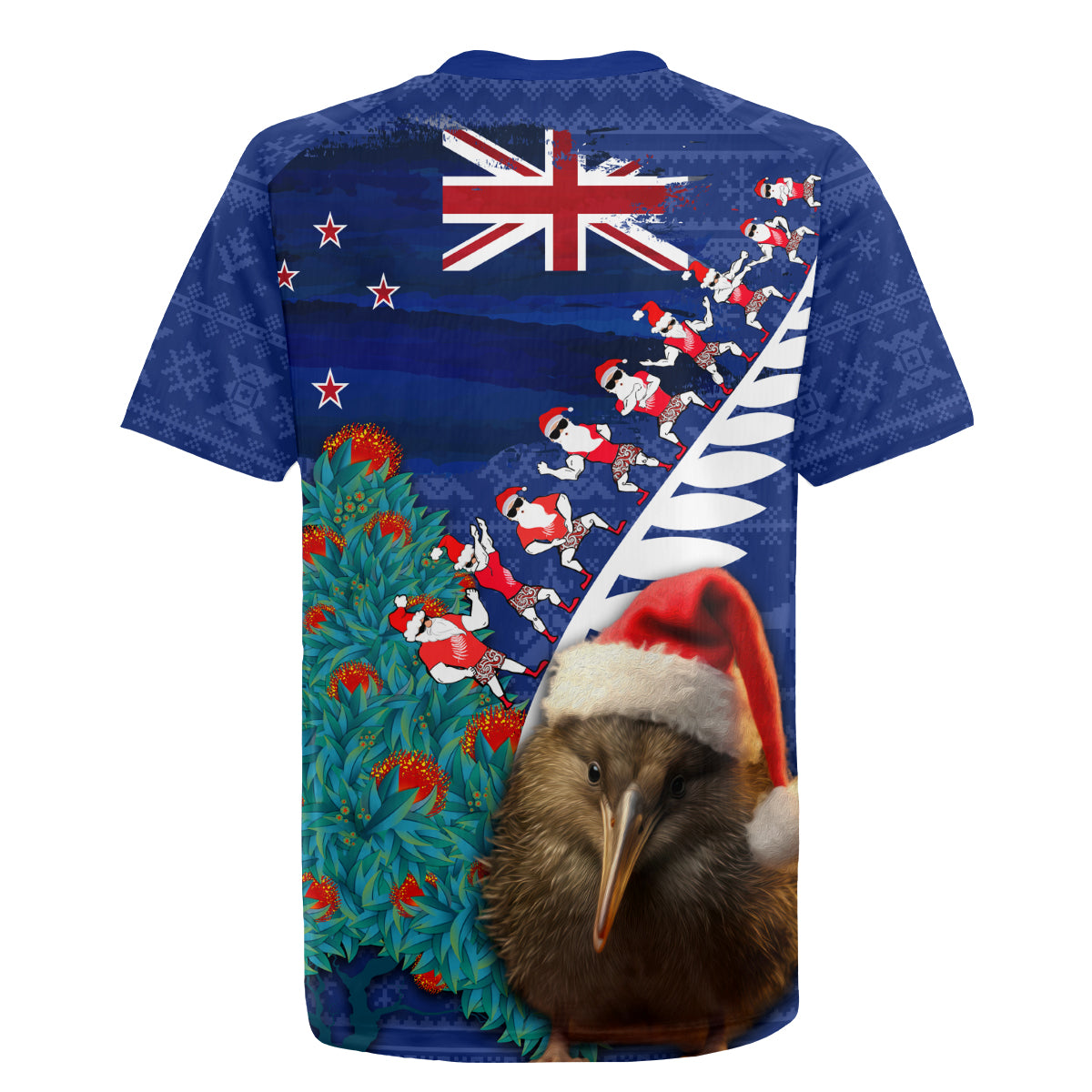 New Zealand Christmas Rugby Jersey Kiwi Bird Santa and Silver Fern Funny Haka Dance
