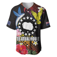 Cook Islands Independence Day Baseball Jersey Maroro and Kakaia with Hibiscus Flower Polynesian Pattern LT03 Black - Polynesian Pride