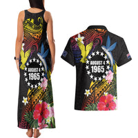Cook Islands Independence Day Couples Matching Tank Maxi Dress and Hawaiian Shirt Maroro and Kakaia with Hibiscus Flower Polynesian Pattern LT03 - Polynesian Pride