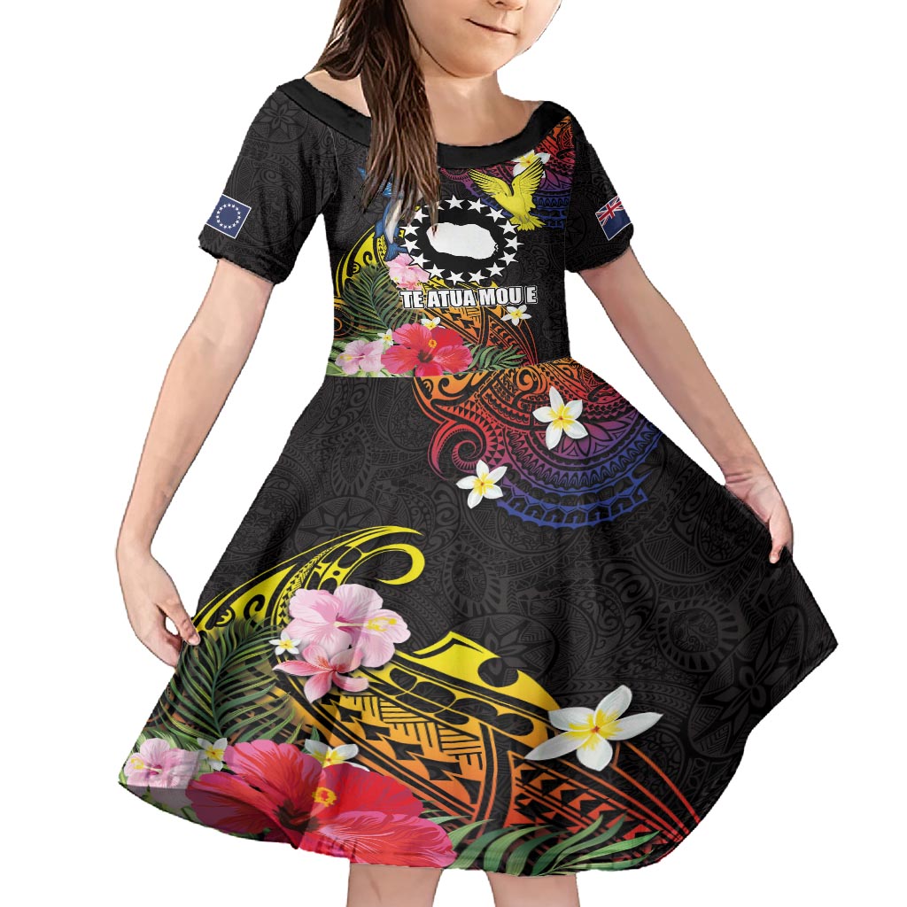 Cook Islands Independence Day Family Matching Tank Maxi Dress and Hawaiian Shirt Maroro and Kakaia with Hibiscus Flower Polynesian Pattern