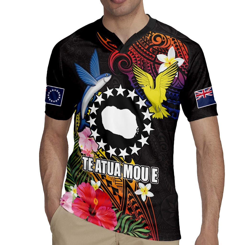Cook Islands Independence Day Rugby Jersey Maroro and Kakaia with Hibiscus Flower Polynesian Pattern