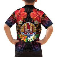 French Polynesia Bastille Day Family Matching Puletasi and Hawaiian Shirt Tiare Flower and National Seal Polynesian Pattern LT03 - Polynesian Pride