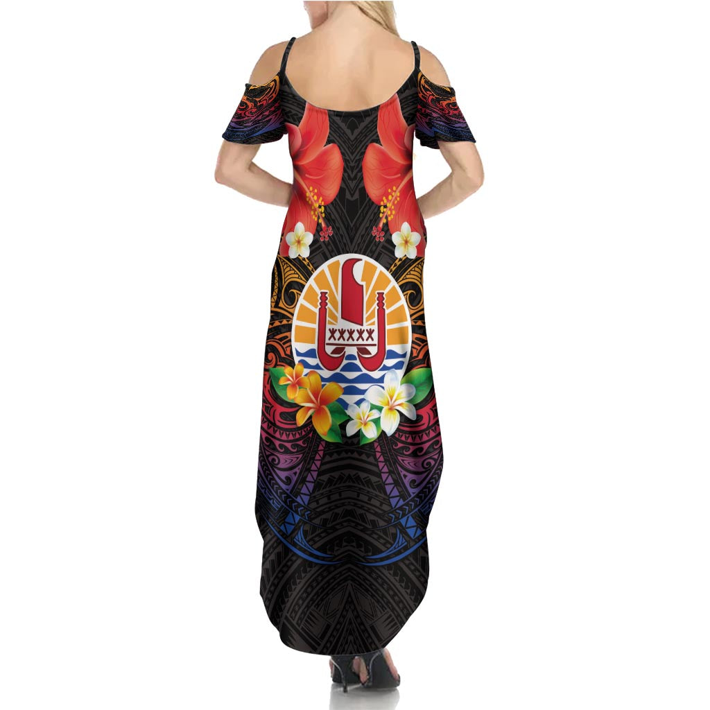French Polynesia Bastille Day Family Matching Summer Maxi Dress and Hawaiian Shirt Tiare Flower and National Seal Polynesian Pattern LT03 - Polynesian Pride