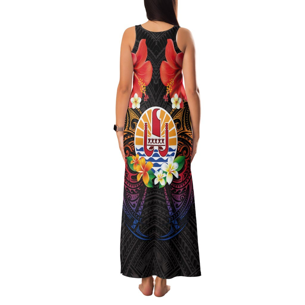 French Polynesia Bastille Day Family Matching Tank Maxi Dress and Hawaiian Shirt Tiare Flower and National Seal Polynesian Pattern