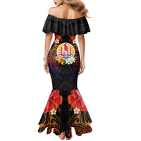 French Polynesia Bastille Day Mermaid Dress Tiare Flower and National Seal Polynesian Pattern LT03 - Polynesian Pride