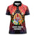 French Polynesia Bastille Day Women Polo Shirt Tiare Flower and National Seal Polynesian Pattern