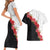 Hawaii Red Hibiscus Flowers Couples Matching Short Sleeve Bodycon Dress and Hawaiian Shirt Polynesian Pattern With Half Black White Version