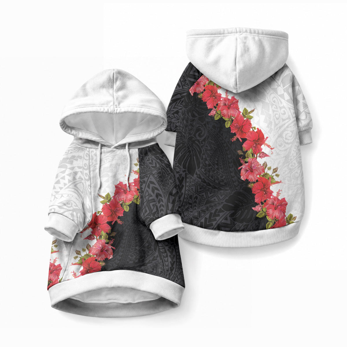 Hawaii Red Hibiscus Flowers Pet Hoodie