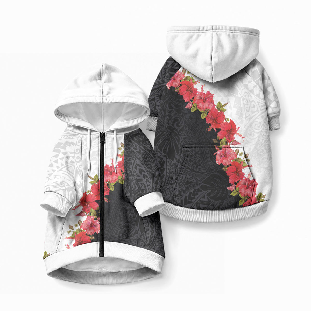Hawaii Red Hibiscus Flowers Pet Hoodie