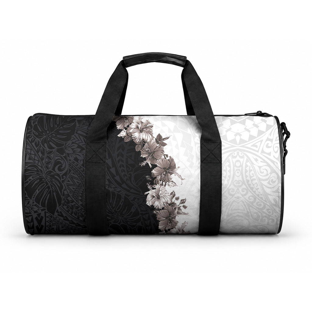 Hawaii Grayscale Hibiscus Flowers Duffle Bag