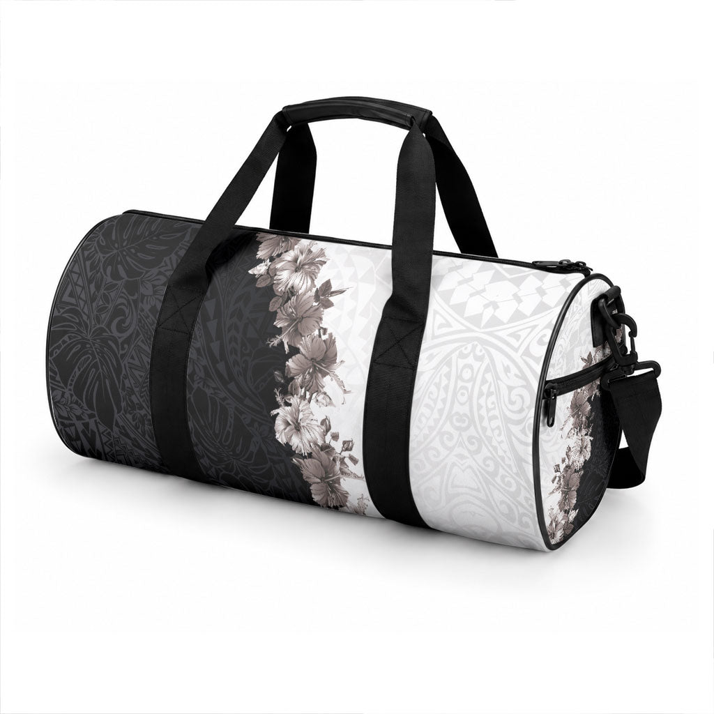 Hawaii Grayscale Hibiscus Flowers Duffle Bag