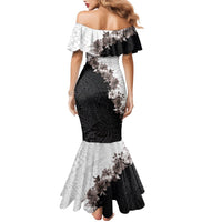 Hawaii Grayscale Hibiscus Flowers Family Matching Mermaid Dress and Hawaiian Shirt Polynesian Pattern With Half Black White Version