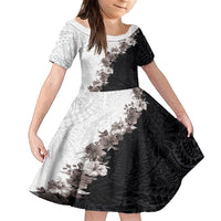 Hawaii Grayscale Hibiscus Flowers Family Matching Tank Maxi Dress and Hawaiian Shirt Polynesian Pattern With Half Black White Version