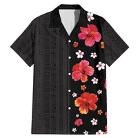 Hawaii Hibiscus and Plumeria Flowers Family Matching Mermaid Dress and Hawaiian Shirt Tapa Tribal Pattern Half Style Colorful Mode