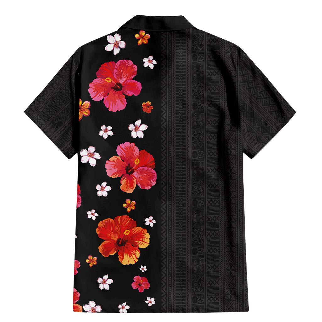 Hawaii Hibiscus and Plumeria Flowers Family Matching Mermaid Dress and Hawaiian Shirt Tapa Tribal Pattern Half Style Colorful Mode