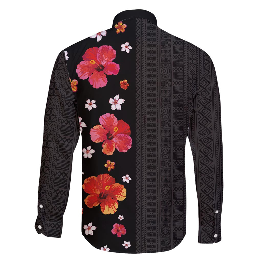 Hawaii Hibiscus and Plumeria Flowers Family Matching Off Shoulder Short Dress and Hawaiian Shirt Tapa Tribal Pattern Half Style Colorful Mode