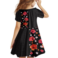Hawaii Hibiscus and Plumeria Flowers Family Matching Puletasi and Hawaiian Shirt Tapa Tribal Pattern Half Style Colorful Mode LT03 - Polynesian Pride