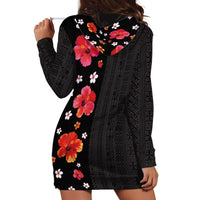 Hawaii Hibiscus and Plumeria Flowers Hoodie Dress Tapa Tribal Pattern Half Style Colorful Mode